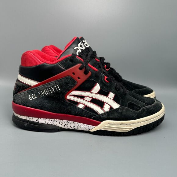 Asics Gel Spotlyte Men\'s 10.5 Black Red Suede Athletic Sneakers Lace-Up Mid Shoe main image 5